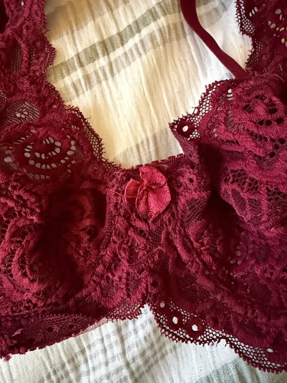 Rene Rofe Lace Bralette - Burgundy - Picture 3 of 4